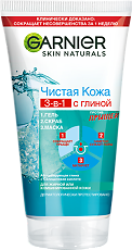 Купить Garnier Skin Naturals Чистая Кожа Специальные средства для лица 3в1 очищающий гель+скраб+маска 150 мл 1 шт цена