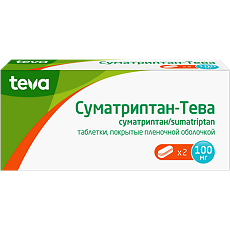 Изображение товара Суматриптан-Тева таблетки покрыт.плен.об. 100 мг 2 шт
