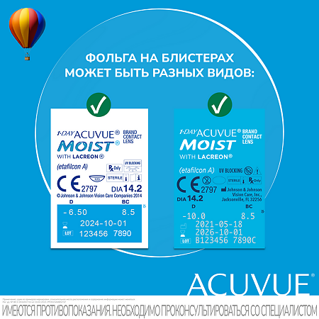 Контактные линзы 1-Day Acuvue Moist with Lacreon 90 шт/-5.25/8.5/1 день 1 уп