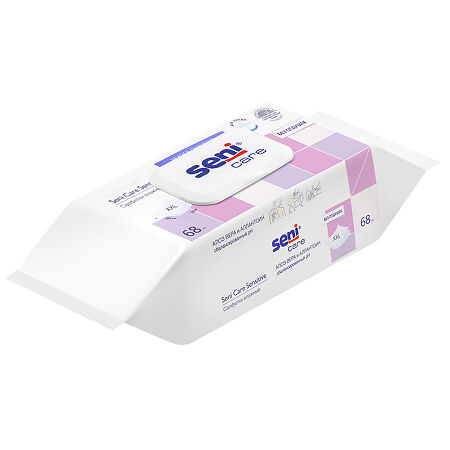Seni Care Sensitive Салфетки влажные с алоэ вера и аллантоином 68 шт