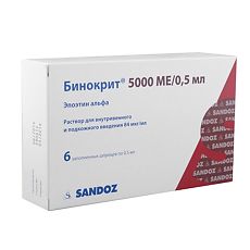 Купить Бинокрит раствор для в/в и п/к введ 5000 ме/0.5 мл шприцы 6 шт цена