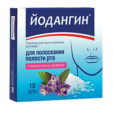 Купить ЙодАнгин порошок для р-ра для полоск.полости рта с эвкалиптом и шалфеем саше 10 шт цена