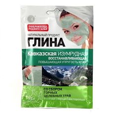 Купить Глина Кавказская изумрудная восстанавливающая со сбором горных целебных трав 75 г 1 шт цена