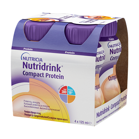 Изображение товара Нутридринк Компакт Протеин бутылочки персик-манго 125 мл 4 шт