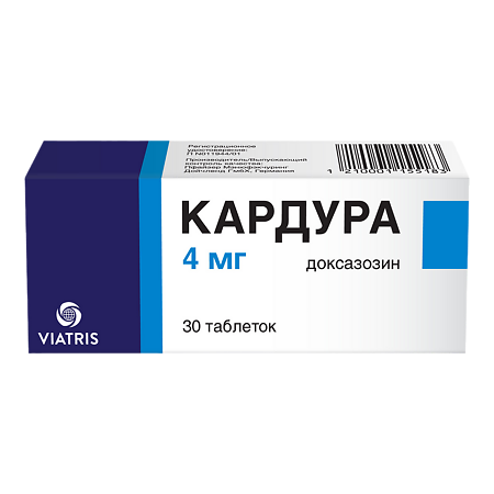 Изображение товара Кардура таблетки 4 мг 30 шт