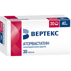 Купить Аторвастатин-Вертекс таблетки покрыт.плен.об. 40 мг 30 шт цена