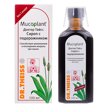 Изображение товара Доктор Тайсс Сироп с подорожником без сахара 100 мл натуральный препарат для кашля