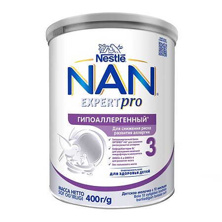 NAN ExpertPro 3 Гипоаллергенный Детское молочко с 12 мес 400 г 1 шт
