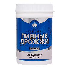 Купить Дрожжи пивные Эко-Мон с Кальцием таблетки массой 0,45 г 100 шт цена
