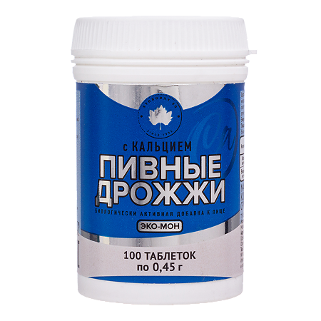 Дрожжи пивные Эко-Мон с Кальцием таблетки массой 0,45 г 100 шт