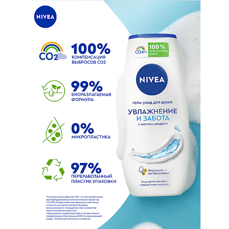 Nivea Гель-уход для душа Увлажнение и Забота 250 мл 1 шт