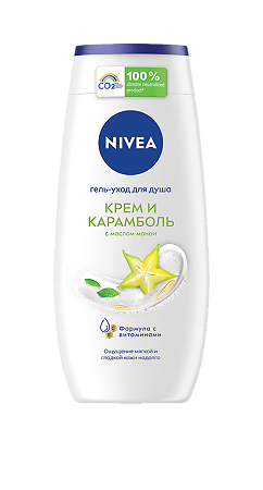 Изображение товара Гель-уход для душа Nivea Крем и Карамболь 250 мл для всех типов кожи