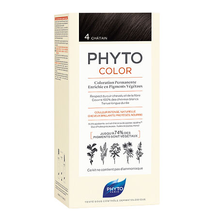 Изображение товара Краска для волос Phyto Color шатен оттенок 4 стойкое натуральное окрашивание