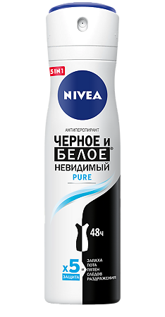 Nivea Дезодорант-антиперспирант Черное и Белое невидимый Pure спрей 150 мл 1 шт