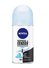 Изображение товара Nivea Антиперспирант шарик Черное и Белое невидимый Pure 50 мл 1 шт