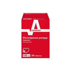 Изображение товара Метопролол ретард-Акрихин таблетки пролонг действия покрыт.плен.об. 100 мг 30 шт