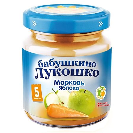 Пюре Бабушкино Лукошко морковь и яблоки с 5 мес. 100 г 1 шт