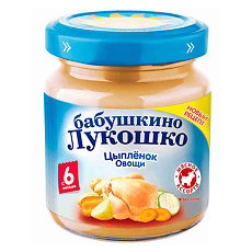 Купить Пюре Бабушкино Лукошко цыпленок, овощи с 6 мес. 100 г 1 шт цена