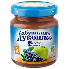 Купить Пюре Бабушкино Лукошко яблоко, черника с 5 мес. 100 г 1 шт цена