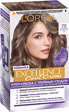 Купить Loreal Paris Крем-краска для волос Excellence Cool Creme 7.11 Ультрапепельный русый 1 шт цена