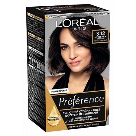 Изображение товара Loreal Paris Стойкая краска для волос Preference 3.12 Мулен Руж с комплексом экстраблеск 1 шт