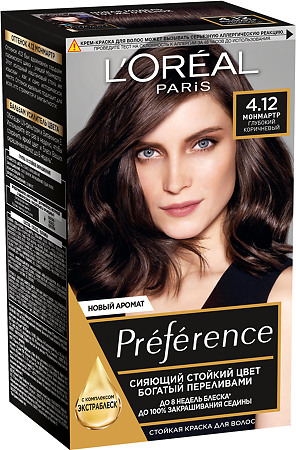 Изображение товара Loreal Paris Стойкая краска для волос Preference 4.12 Монмартр с комплексом экстраблеск 1 шт