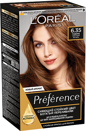 Loreal Paris Стойкая краска для волос Preference 6.35 Гавана янтарный светлый 1 шт