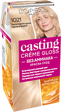 Купить Loreal Краска-уход для волос без аммиака Casting Creme Gloss 10.21 Светло-светло русый перламутровый 1 шт цена
