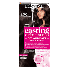 Изображение товара Loreal Краска-уход для волос без аммиака Casting Creme Gloss 200 Черный кофе 1 шт