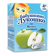 Купить Сок Бабушкино Лукошко яблоко осветленный 4 мес. тетрапак 200 г 1 шт цена