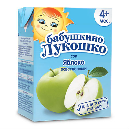 Сок Бабушкино Лукошко яблоко осветленный 4 мес. тетрапак 200 г 1 шт