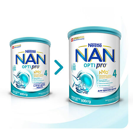 NAN 4 Optipro Детское молочко c олигосахаридами 2`FL и пробиотиками для детей с 18 мес 800 г 1 шт