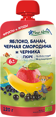 Купить Fleur Alpine Органик Пюре яблоко-банан-черная смородина-черника с 6 мес. пауч 120 г 1 шт цена