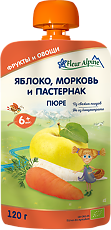 Купить Fleur Alpine Органик Пюре яблоко-морковь-пастернак с 6 мес. пауч 120 г 1 шт цена