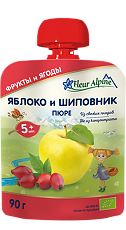 Купить Fleur Alpine Органик Пюре яблоко-шиповник с 5 мес. пауч 90 г 1 шт цена