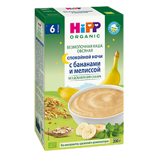 Купить Каша Hipp зерновая спокойной ночи Овсяная с бананами и мелиссой 6 мес. 200 г 1 шт цена