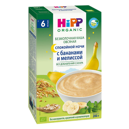 Каша Hipp зерновая спокойной ночи Овсяная с бананами и мелиссой 6 мес. 200 г 1 шт