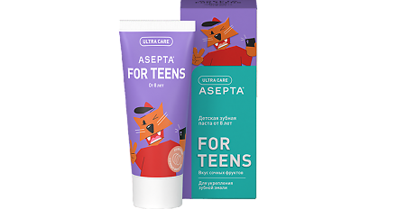 Изображение товара Асепта Teens детская зубная паста укрепление эмали от 8 лет 50 мл 1 шт