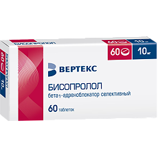 Купить Бисопролол-Вертекс таблетки покрыт.плен.об. 10 мг 60 шт цена