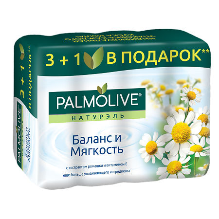 Palmolive Мыло Баланс и Мягкость с экстрактом ромашки и витамином Е 90 г 4 шт