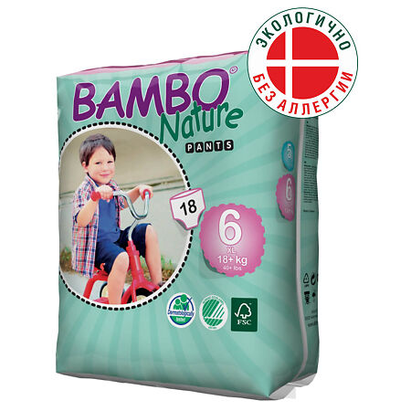 Подгузники-трусики Abena Bambo Nature для детей Pants XL 6 18 шт