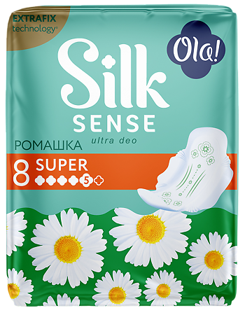 Ola! Silk Sense Прокладки Ultra Super ультратонкие Солнечная ромашка 8 шт