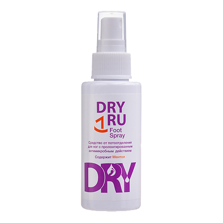 Драй ру (DRY RU) Фут спрей для ног от потооделения с пролонгированным антимикробным действием 100 мл 1 шт