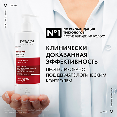 Vichy Dercos Шампунь тонизирующий с Аминексилом против выпадения волос 400 мл 1 шт