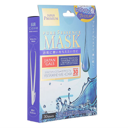 Japan Gals Premium маска для лица с тремя видами гиалуроновой кислоты 30 шт