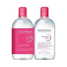 Купить Bioderma Sensibio H2O мицеллярная вода для чувствительной кожи 500 мл 2 шт цена