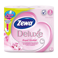 Изображение товара Бумага туалетная Zewa Делюкс трехслойная Орхидея 4 шт