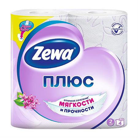 Бумага туалетная Zewa Плюс двухслойная с ароматом сирени, 4 шт