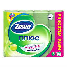 Изображение товара Бумага туалетная Zewa Плюс двухслойная с ароматом яблока 12 шт