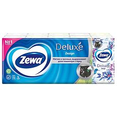 Изображение товара Платки носовые Зева (Zewa) Делюкс трехслойные Дизайн 10х10 шт. 1 уп